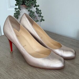 Christian Louboutin simple pump 85mm champagne Rose Gold Heels